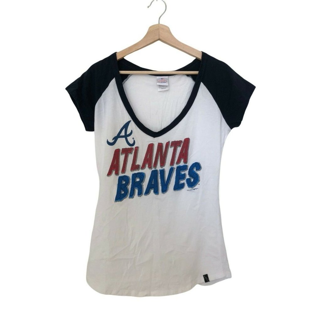Genuine Merchandise Atlanta Braves V-Neck Women's Tee Shirt Size Large